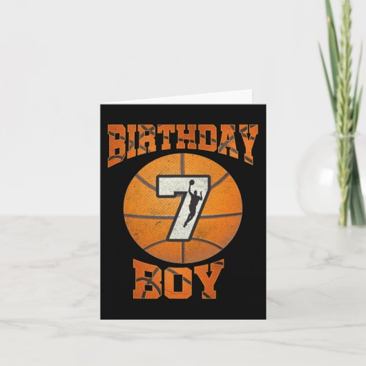 Carte 7e Anniversaire tenue garçon basket-ball 7 ans Ol (Devant)