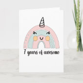 Carte 7e Birthday Boho Rainbow 7 Years Old Unicorn (Devant)