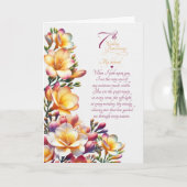 Carte 7ème Anniversaire de Mariage Fleur de Freesia Sent (Devant)