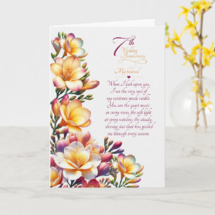 Carte 7ème Anniversaire de Mariage Fleur de Freesia Sent