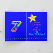 Carte 7ème anniversaire Etoiles pour filles (Intérieur)
