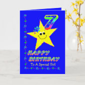 Carte 7ème anniversaire Etoiles pour filles (Fleur jaune)