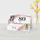 Carte 80 and Fabulous Rose Gold Photo 80th Birthday (Fleur jaune)