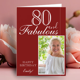 Carte 80 ans et Fabuleux Élégante Photo de 80e Anniversa