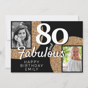 Carte 80 ans et Fabuleux Paillettes Dorées 2 Photo 80e A