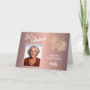 Carte 80 ans et feuillage fabuleux Photo d'anniversaire