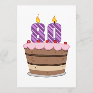 Carte 80 ans sur le gâteau d'anniversaire