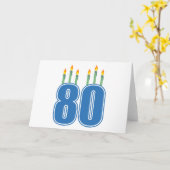 Carte 80 bougies d'anniversaire (bleu / vert) (Fleur jaune)