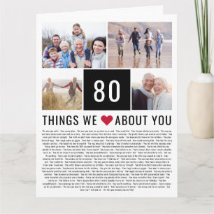 Carte 80 Choses Que Nous Aimons De Vous 80e anniversai