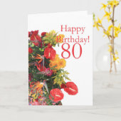 Carte 80 e anniversaire bouquet jaune rouge (Fleur jaune)