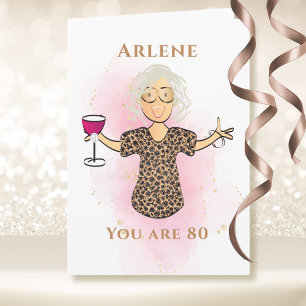 Carte 80 et fabuleux Drôle dame 80e Anniversaire Dessin