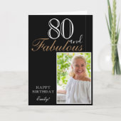 Carte 80 et fabuleux Elegant Black 80th Birthday Photo (Devant)