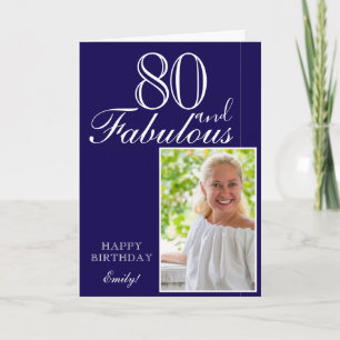 Carte 80 et fabuleux Elegant Blue 80th Birthday Photo