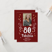 Carte 80 et fabuleux Foliage Rouge 80e anniversaire Phot (Devant/Arrière en situation)