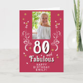Carte 80 & Fabulous Foliage Magent 80th Birthday Photo (Devant)