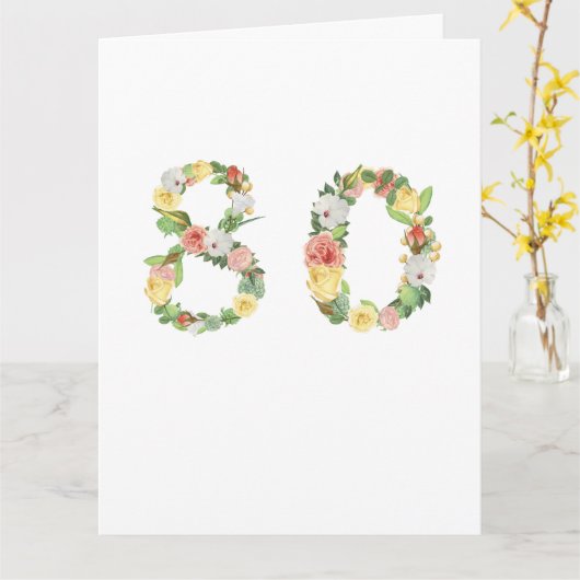 Carte 80e anniversaire (Fleur jaune)