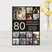 Carte 80e anniversaire 13 photo Collage noir et or (Fleur jaune)