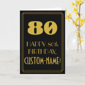 Carte 80e anniversaire ~ Art Déco Inspiré Look "80" & No (Fleur jaune)