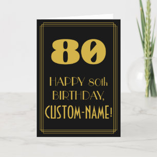Carte 80e anniversaire ~ Art Déco Inspiré Look "80" & No