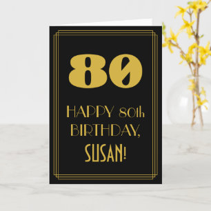 Carte 80e anniversaire - Art Déco Inspiré Look "80" & No