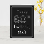 Carte 80e anniversaire : Art Déco Style # 80 & Nom perso (Fleur jaune)