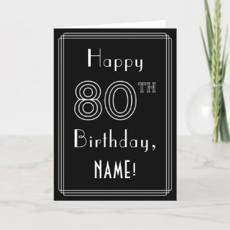 Carte 80e anniversaire : Art Déco Style # 80 & Nom perso