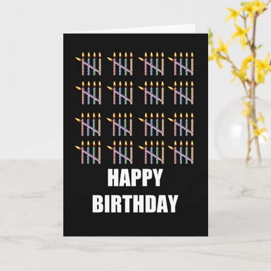 Carte 80e anniversaire avec bougies (Fleur jaune)