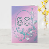 Carte 80e anniversaire avec étoiles en diamant (Fleur jaune)