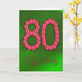 Carte 80e anniversaire avec rose et feuille (Fleur jaune)