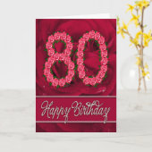 Carte 80e anniversaire avec rose et feuille (Fleur jaune)