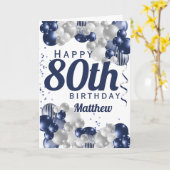Carte 80e anniversaire Ballons de la marine (Fleur jaune)