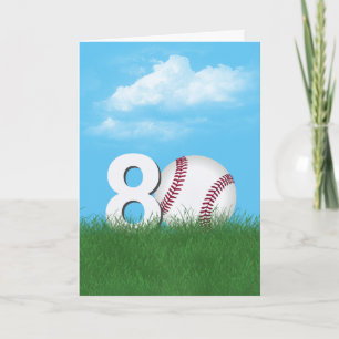 Carte 80e Anniversaire Baseball En Herbe Verte