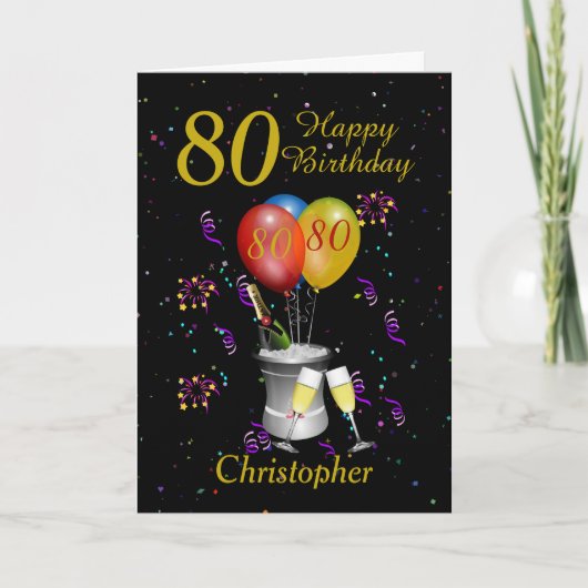 Carte 80e anniversaire Black Gold Celebration (Devant)