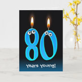 Carte 80e anniversaire bougies avec boules (Fleur jaune)
