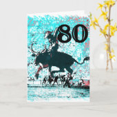 Carte 80e Anniversaire Cadeaux, Cowboy! (Fleur jaune)