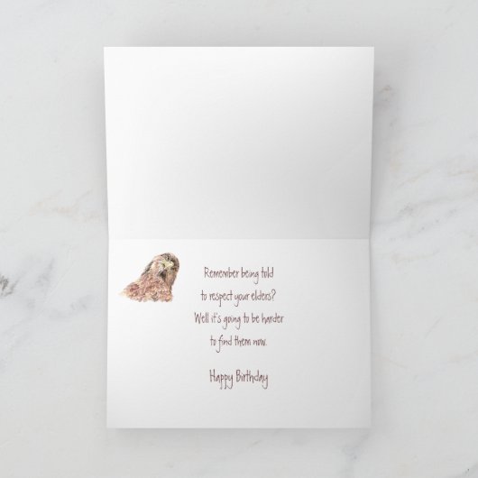 Carte 80e anniversaire de Funny Insulting Cute Curious B (Intérieur)