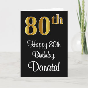 Carte 80e anniversaire ~ Elégant Luxueux Faux Gold Look 