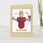 Carte 80e anniversaire Ethnic Homme Cartoon Red Wine Cut (Devant)