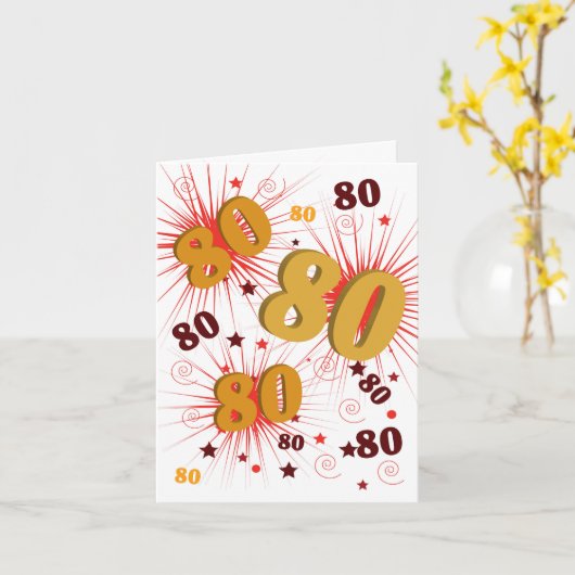 Carte 80e anniversaire Explosion de la célébration (Fleur jaune)