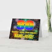 Carte 80e anniversaire : Feu d'artifice festif amusant e (Devant)