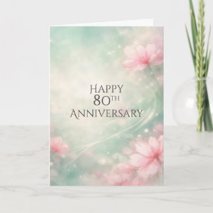 Carte 80e Anniversaire Fleurs de rêve sur fond vert ment