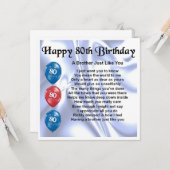 Carte 80e anniversaire - Frère (Devant/Arrière en situation)