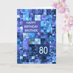 Carte 80e anniversaire frère, Carrés bleus,