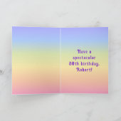 Carte 80e anniversaire — Fun Cake & Candles, avec nom pe (Intérieur)