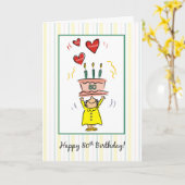 Carte 80e anniversaire gâteau et coeurs pour femme (Fleur jaune)