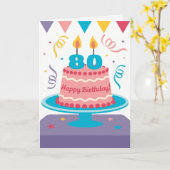 Carte 80e anniversaire Gâteau :Personnalisable ! (Fleur jaune)