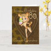 Carte 80e anniversaire Grand grand grand-mère Cutie à la (Fleur jaune)