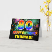 Carte 80e anniversaire : Gras, Amusants, Feu d'artifice, (Fleur jaune)