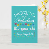 Carte 80e anniversaire le plus fabuleux Gem coloré Turqu (Fleur jaune)