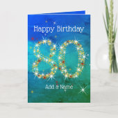 Carte 80e anniversaire - Nombres d'étoiles - Vert bleu - (Devant)